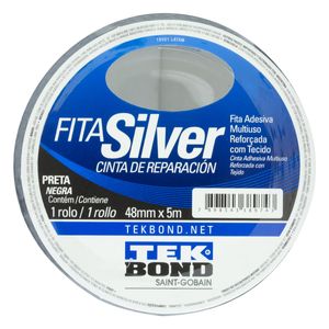 Fita Silver Tape Preta Tekbond 48mm x 5m