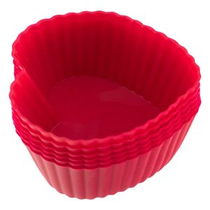 Forma de Silicone Vermelha para Cupcake Coração Tuut 6,5cm x 3cm x 4,5cm