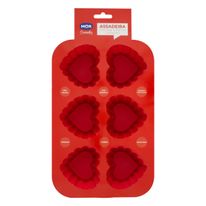 Forma Retangular de Silicone Vermelha para Cupcake e Muffin Coração Mor Cozinha