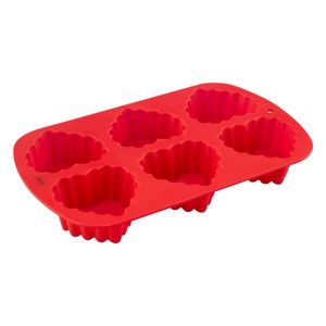 Forma Retangular de Silicone Vermelha para Cupcake e Muffin Coração Mor Cozinha