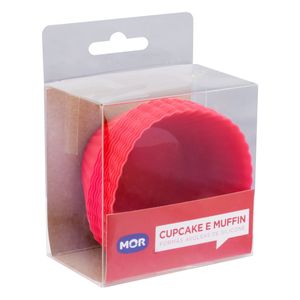 Forma de Silicone Vermelha para Cupcake e Muffin Mor Cozinha 12 unidades