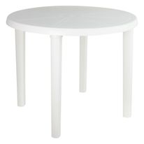 Mesa Plástica Redonda Desmontável Branca Mor