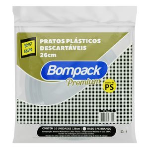 Prato Plástico Descartável Bompack 26cm 10 unidades