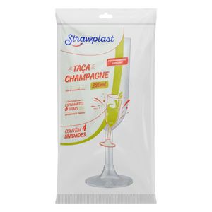 Taça Descartável Champanhe Acrílico Strawplast 220ml 4 unidades