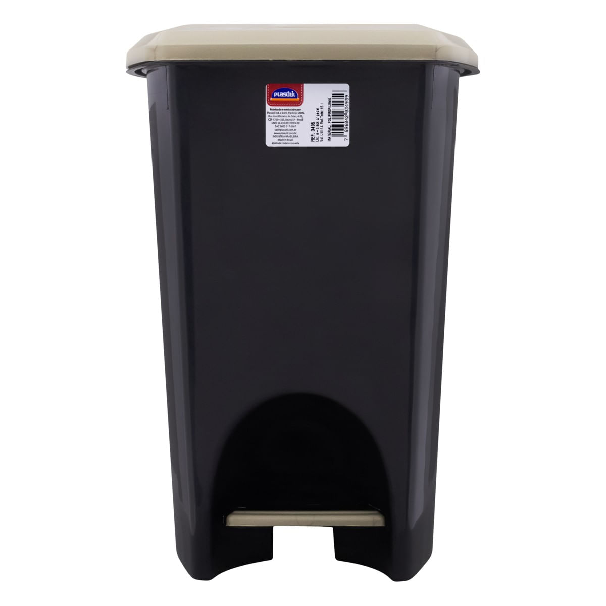 LixeiracomPedalPretaPlasutil14lFrontal1