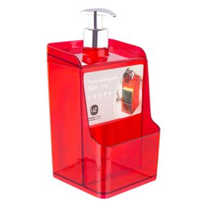 Porta Detergente e Esponja Slim Uz Vermelho 500ml