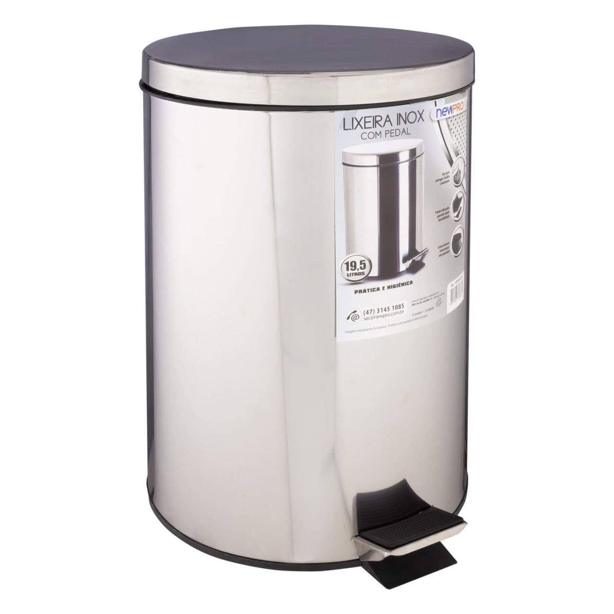 LixeiracomPedalInoxNewpro195lAngularEsquerda2