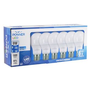 Kit de Lâmpadas de Led Powner 9W 6500K com 6 unidades