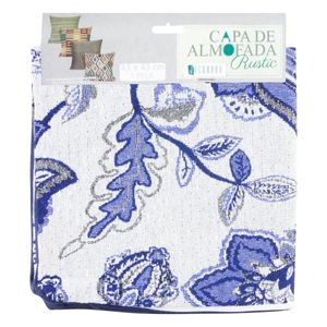 Capa de Almofada Flor Azul Jacquard 43cm x 43cm