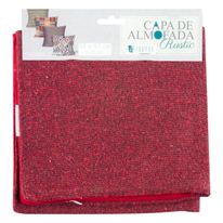 Capa de Almofada Lisa Vermelha Jacquard 43cm x 43cm