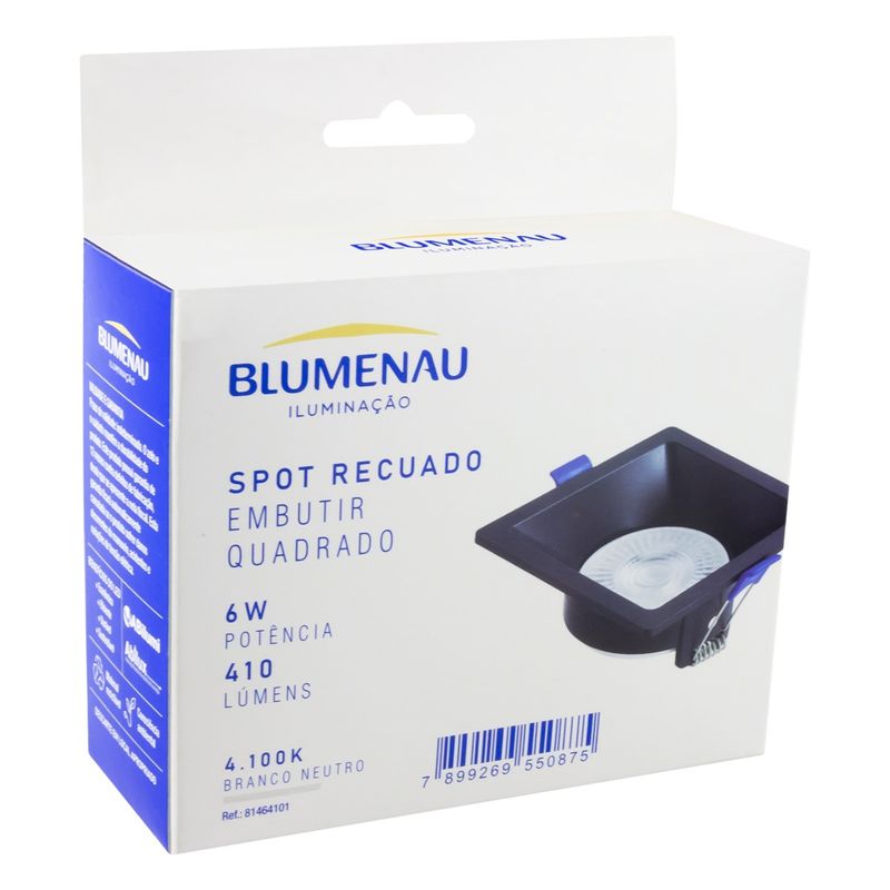 Spot-Led-de-Embutir-Recuado-Quadrado-Preto-Blumenau-6W-4100K-BivoltEmbalagemAngularEsquerda3