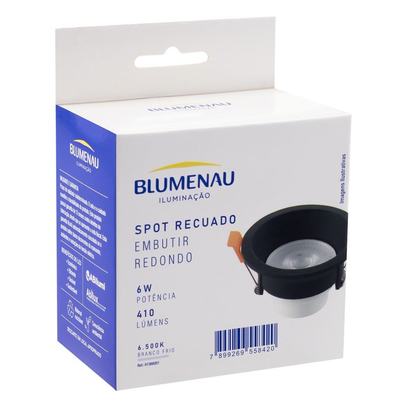 Spot-Led-de-Embutir-Redondo-Preto-Blumenau-6W-6500K-BivoltAngularEsquerda3