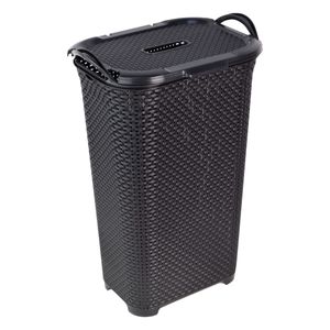 Cesto Rattan Preto com Tampa Arqplast