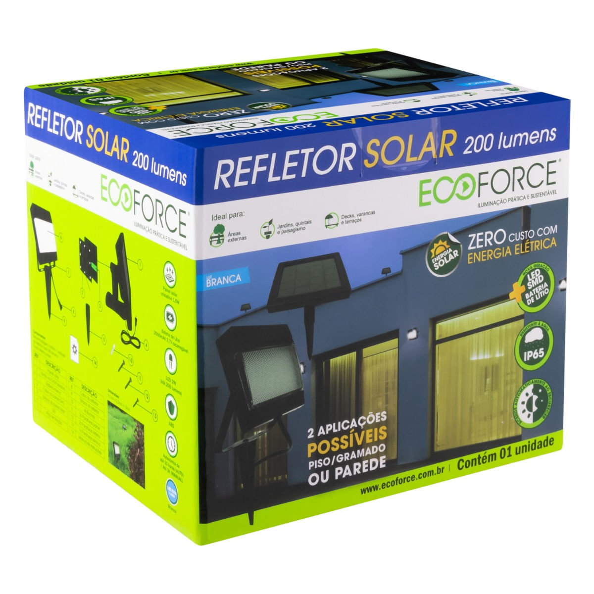 RefletorSolardeLedcomEstacaEcoforce2W6000KEmbalagemAngularEsquerda5