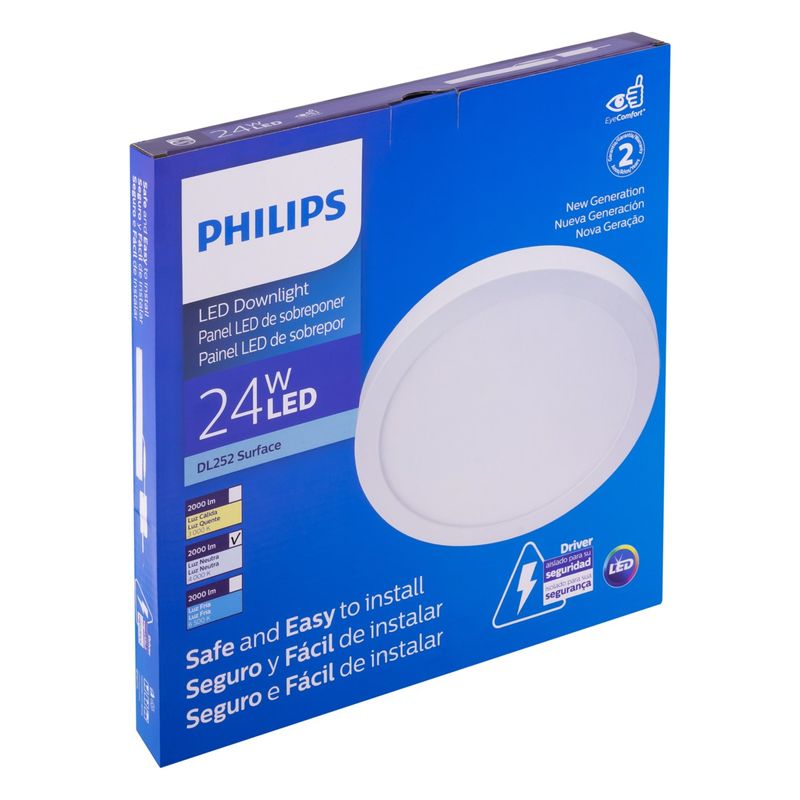 Painel-Led-de-Sobrepor-Branco-Redondo-Philips-24W-4000KEmbalagemAngularEsquerda3