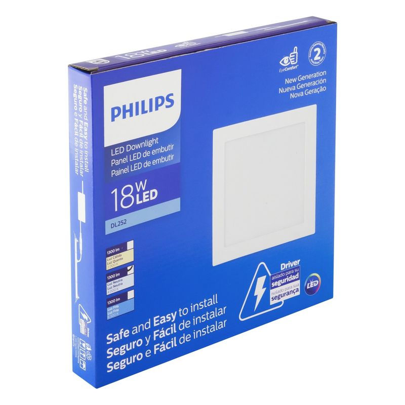 Painel-Led-Quadrado-de-Embutir-Philips-Downlight-18W-4000KEmbalagemAngularEsquerda3