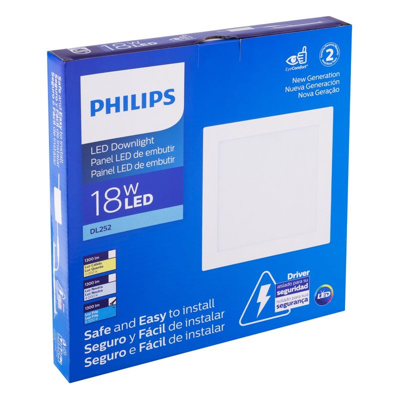 Painel-Led-de-Embutir-Branco-Quadrado-Philips-Downlight-18W-6500KAngularEsquerda3