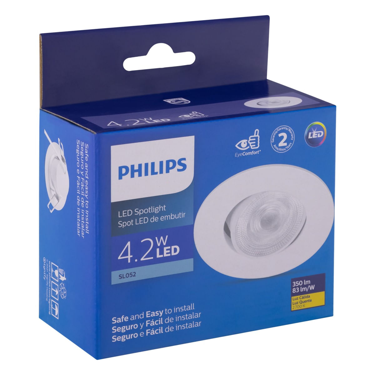 SpotLeddeEmbutirRedondoBrancoPhilips42W2700KEmbalagemAngularEsquerda3