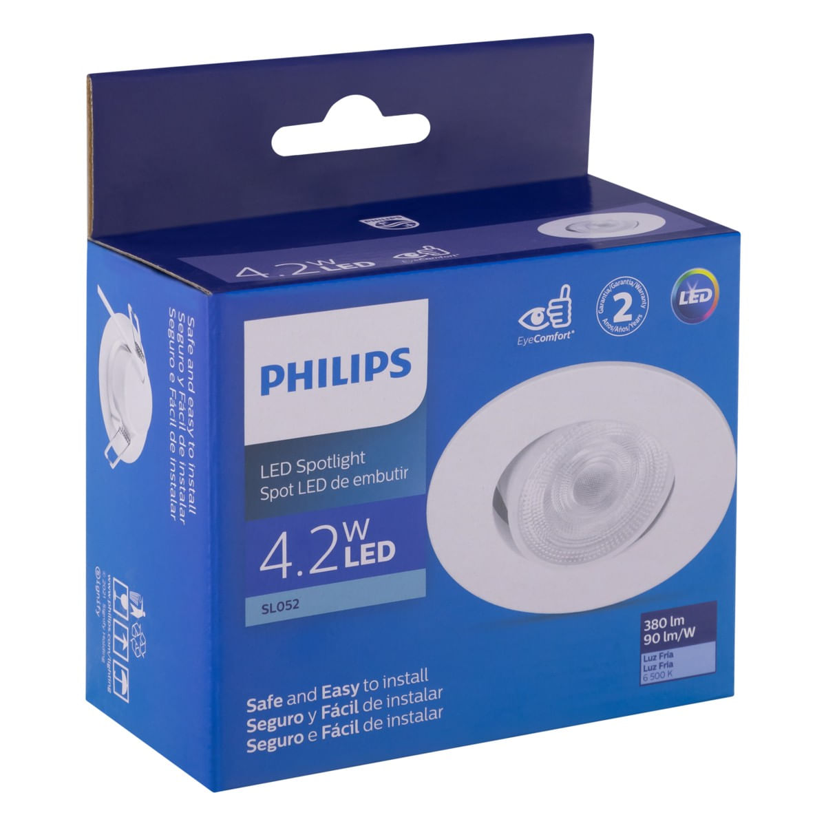 SpotLeddeEmbutirRedondoBrancoPhilips42W6500KEmbalagemAngularEsquerda3