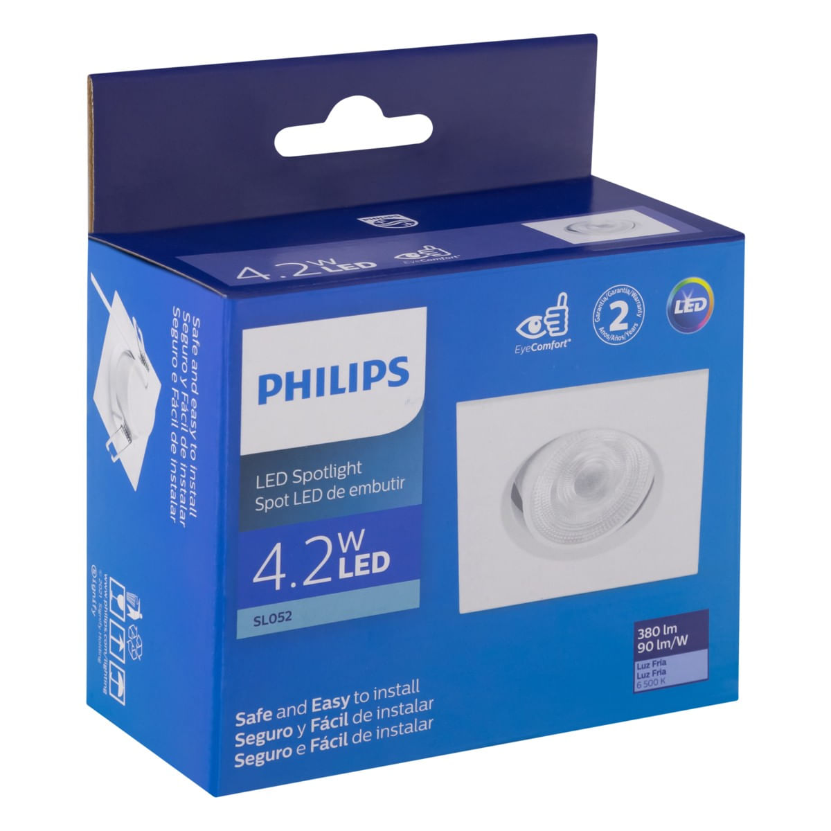 SpotLeddeEmbutirQuadradoBrancoPhilips42W6500KEmbalagemAngularEsquerda3