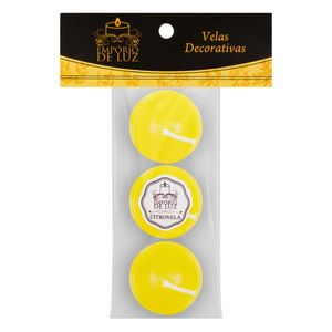 Vela Decorativa Frisada Amarela Citronela Empório 3 unidades