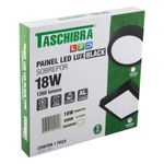 Painel-Led-de-Sobrepor-Preto-Quadrado-Taschibra-Lux-18W-3000K-AutovoltEmbalagemAngularEsquerda3