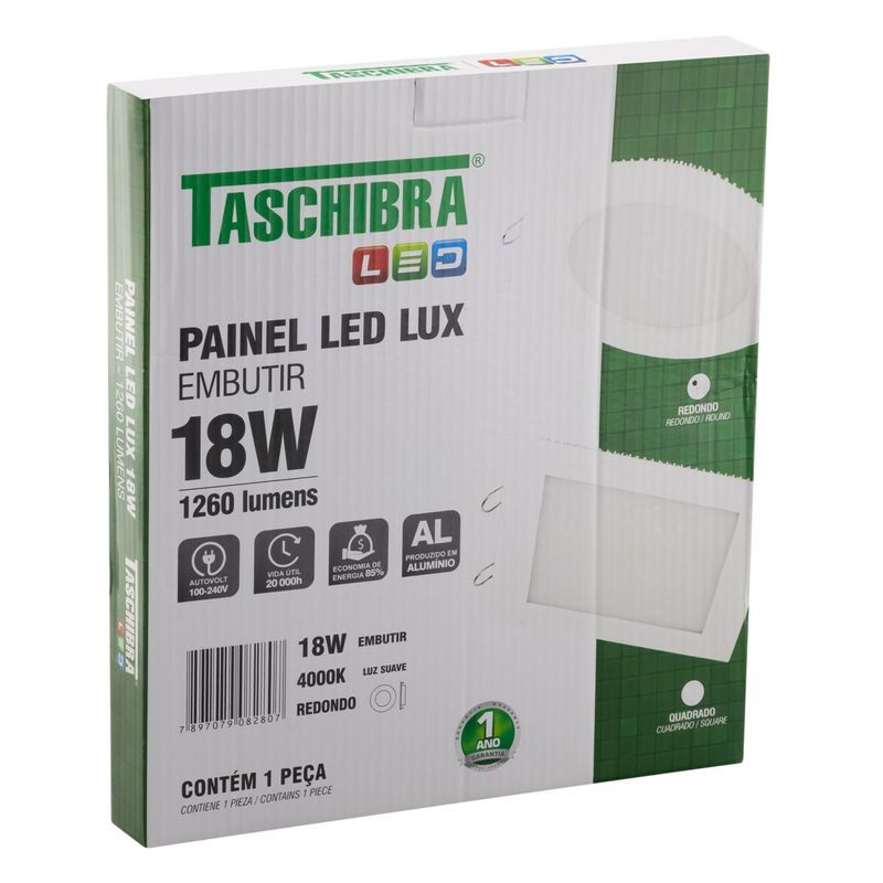 Painel-Led-de-Embutir-Branco-Redondo-Taschibra-Lux-18W-4000K-AutovoltEmbalagemAngularEsquerda3