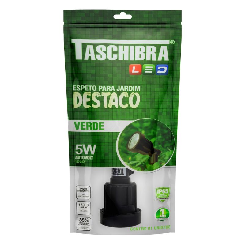 Espeto-de-Led-Preto-para-Jardim-Taschibra-5W-Luz-Verde-AutovoltEmbalagemFrontal3