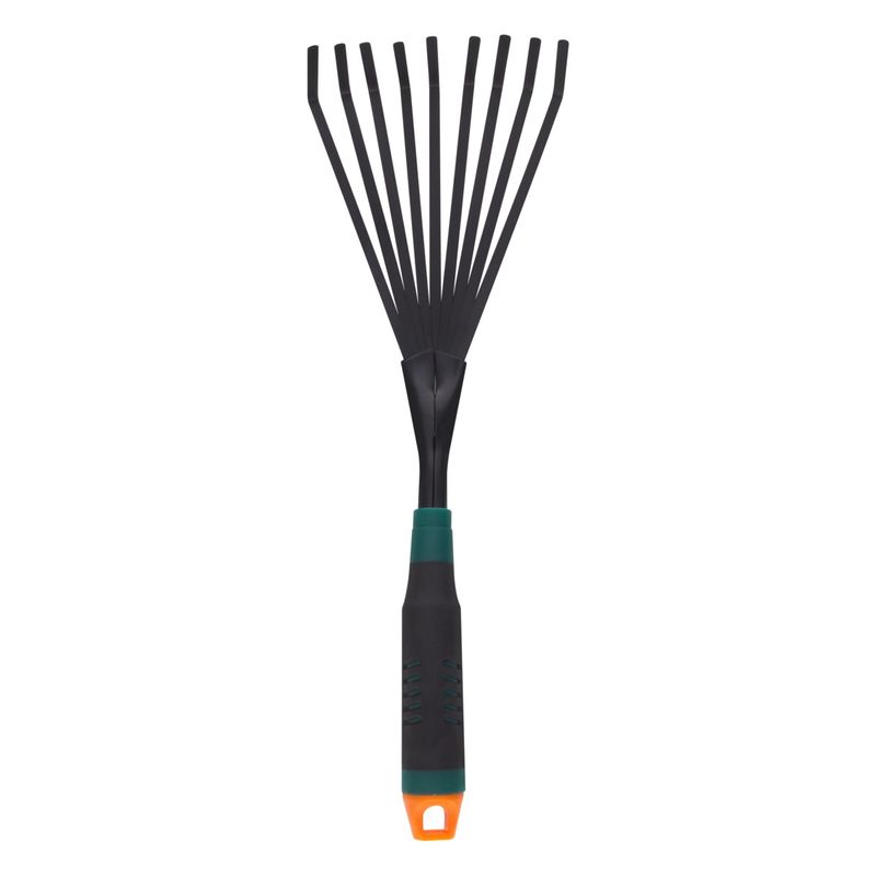 Ancinho-com-Cabo-Plastico-Verde-e-Laranja-Powner-39cmFrontal2