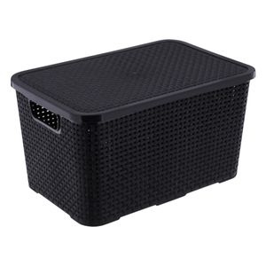 Organizador Preto Rattan com Tampa Arqplast 7l