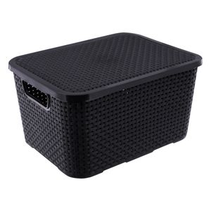 Organizador Preto Rattan com Tampa Arqplast 15l