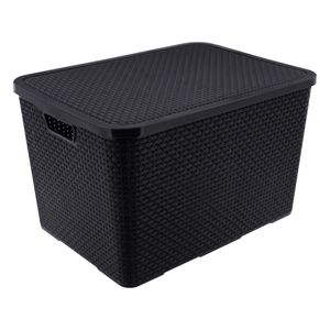 Organizador Preto Rattan com Tampa Arqplast 40l