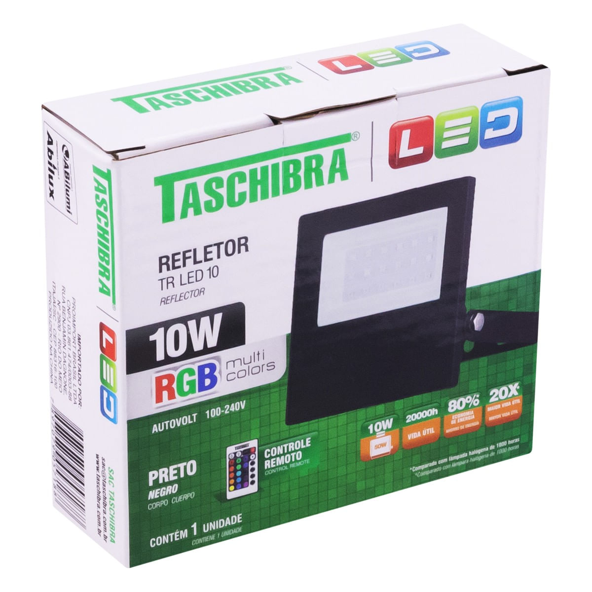 RefletordeLedPretoTaschibra10WRGBAutovoltAngularEsquerda3