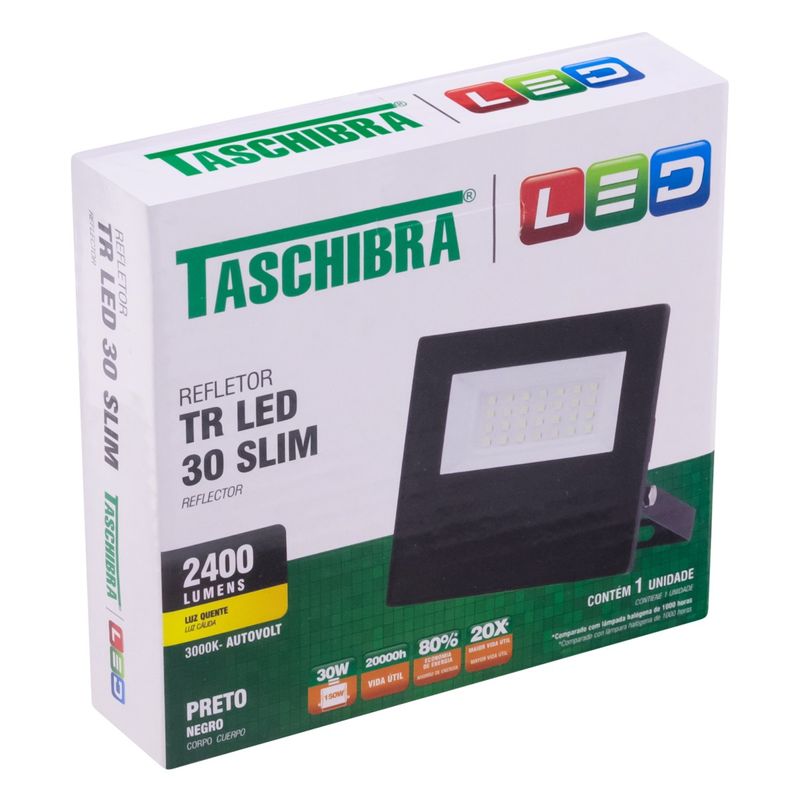 Refletor-de-Led-Preto-Taschibra-30W-3000K-AutovoltEmbalagemAngularEsquerda3