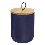 Pote-Ceramico-Azul-com-Tampa-de-Bambu-LyorFrontalTopo1