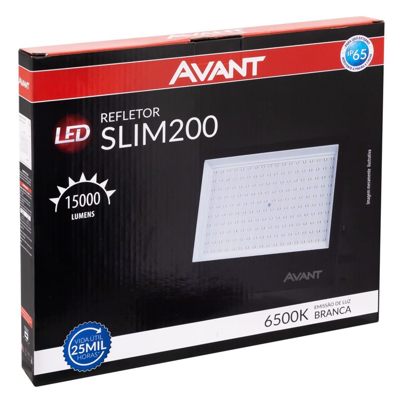 Refletor-de-Led-Preto-Avant-200W-6500K-BivoltEmbalagemAngularEsquerda3