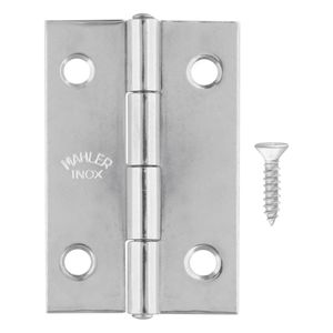 Dobradiça Inox Pino Fixo para Móveis Mahler 50mm x 34mm com 2 unidades