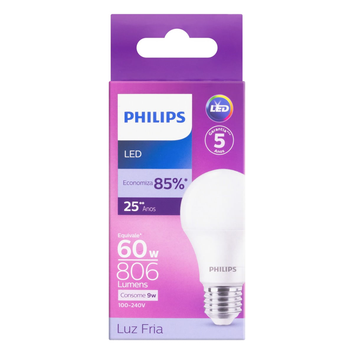 LâmpadadeLedBulboPhilips9W6500KBivoltEmbalagemFrontal2