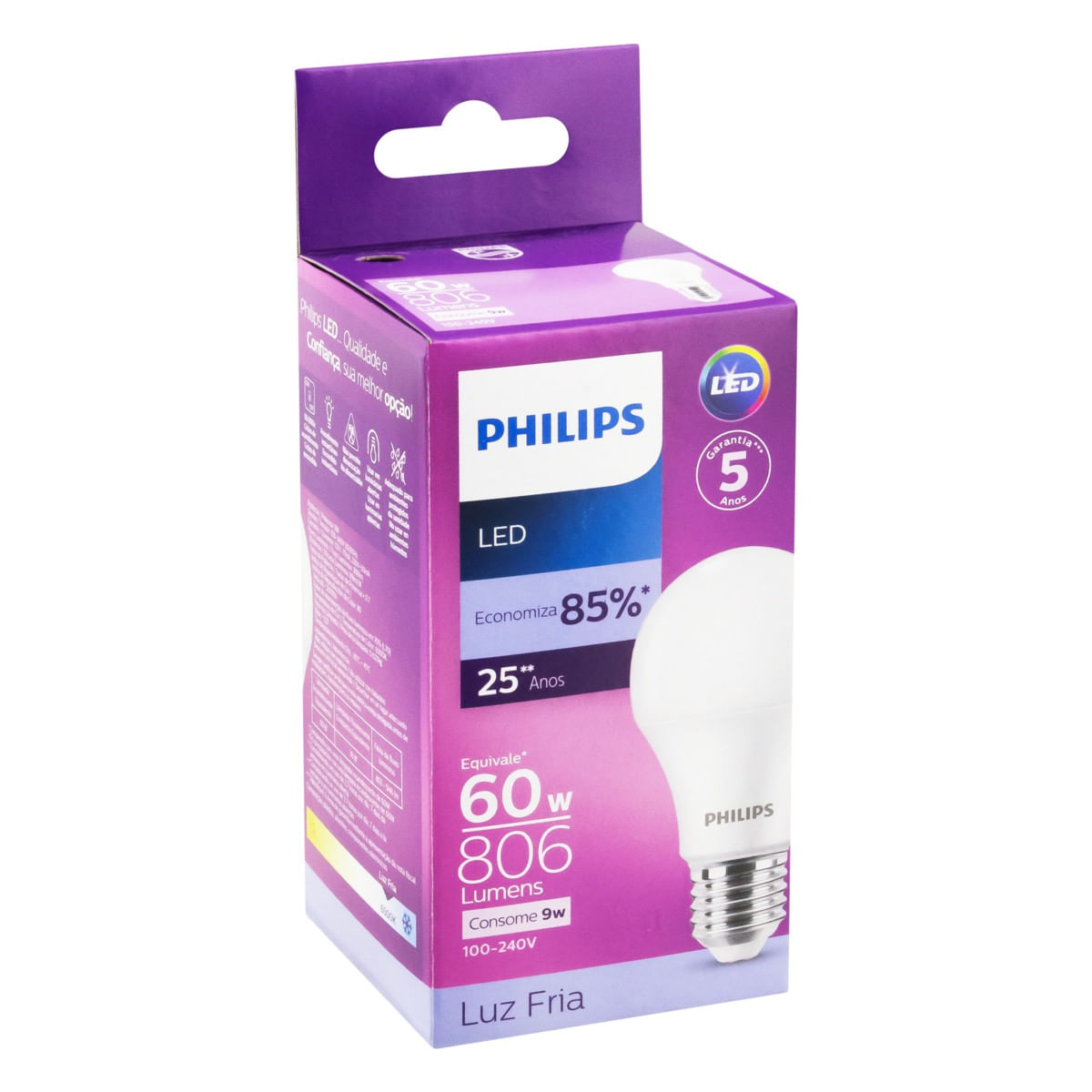 LâmpadadeLedBulboPhilips9W6500KBivoltEmbalagemAngularEsquerda3