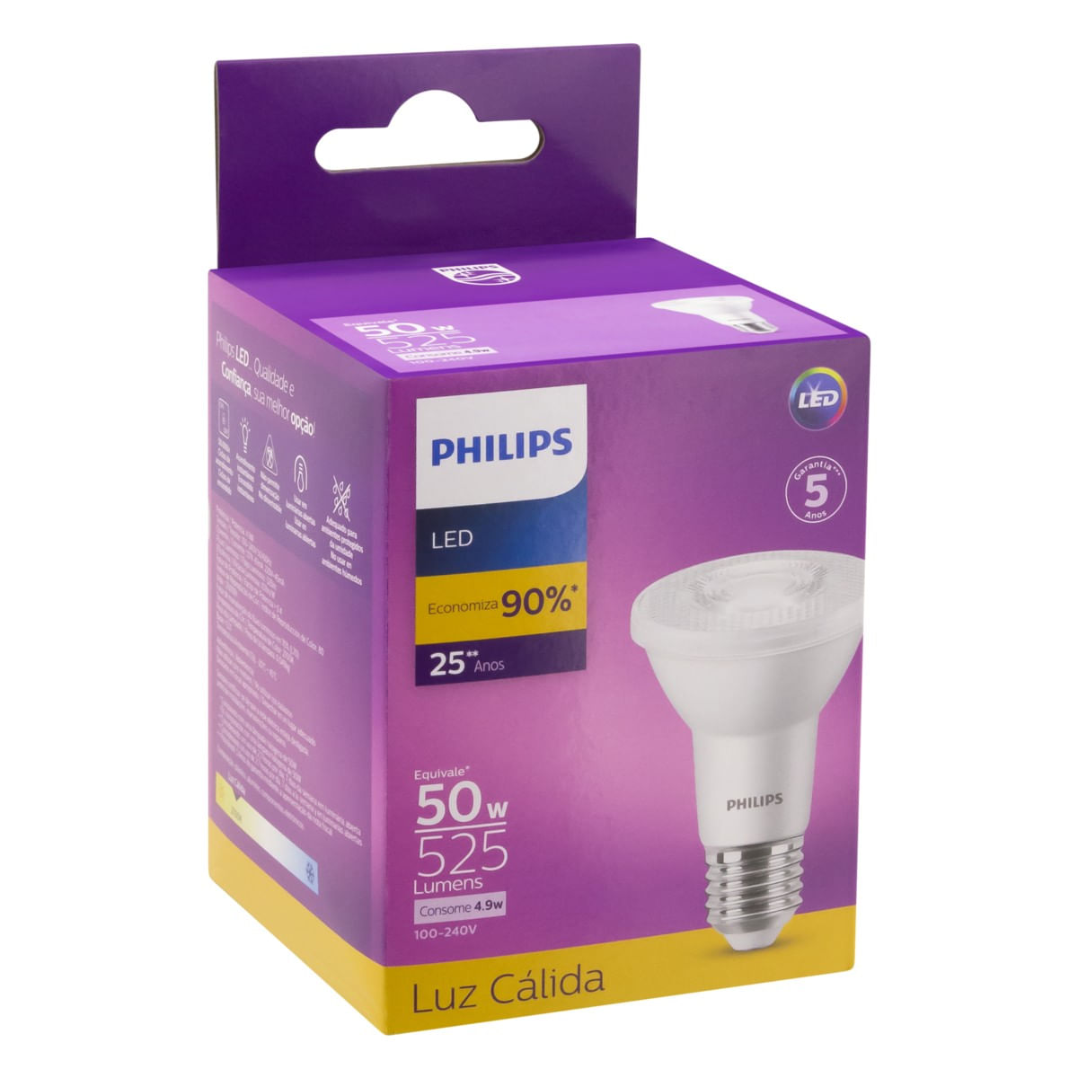 LâmpadadeLedPar20Philips49W2700KBivoltEmbalagemAngularEsquerda3