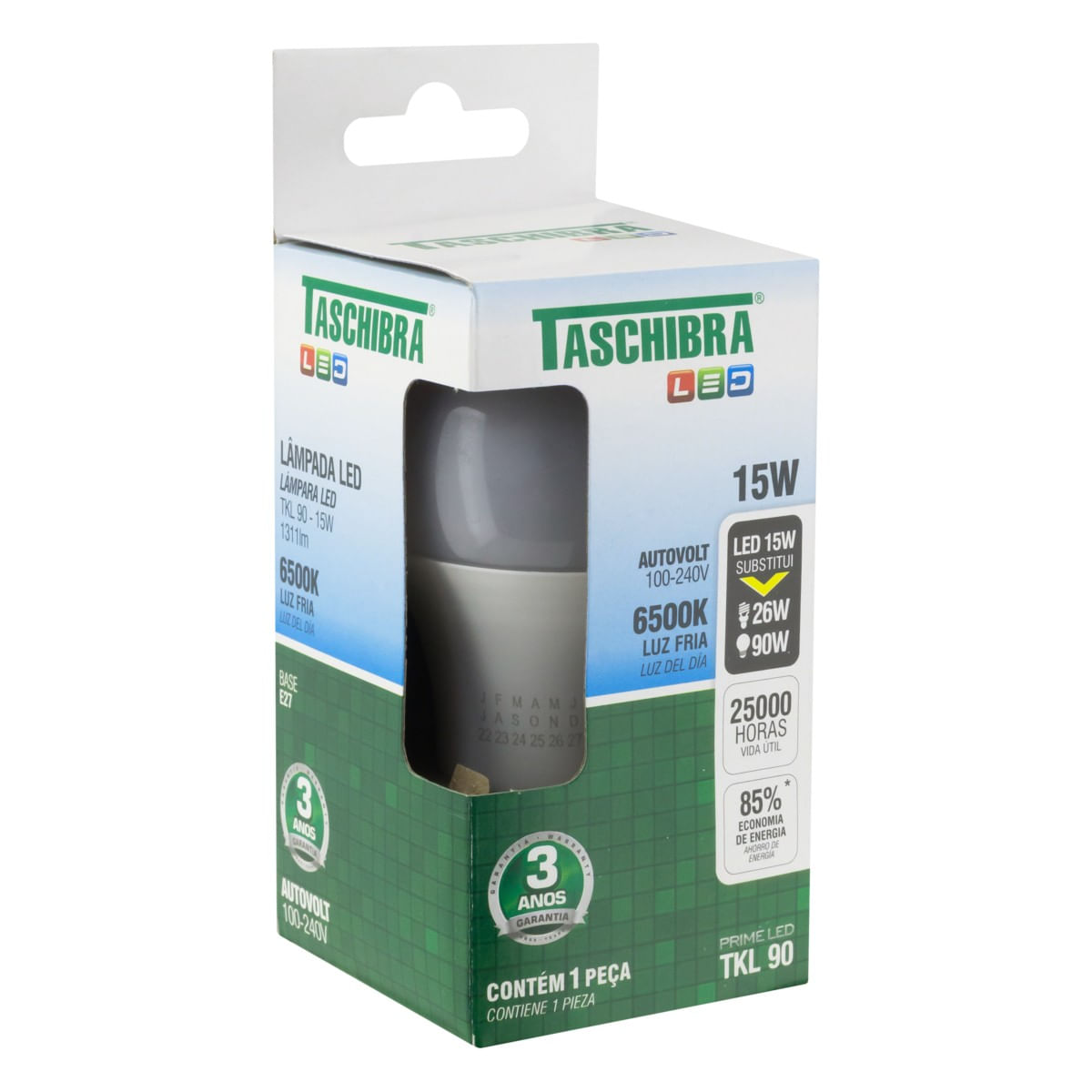 LâmpadadeLedTKL90TaschibraPrime15W6500KAutovoltEmbalagemAngularEsquerda2