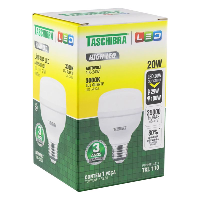 Lampada-de-Led-TKL100-Taschibra-Prime-20W-3000K-AutovoltEmbalagemAngularEsquerda2