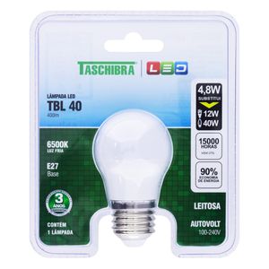 Lâmpada de Led Leitosa TBL40 Taschibra 4,8W 6500K