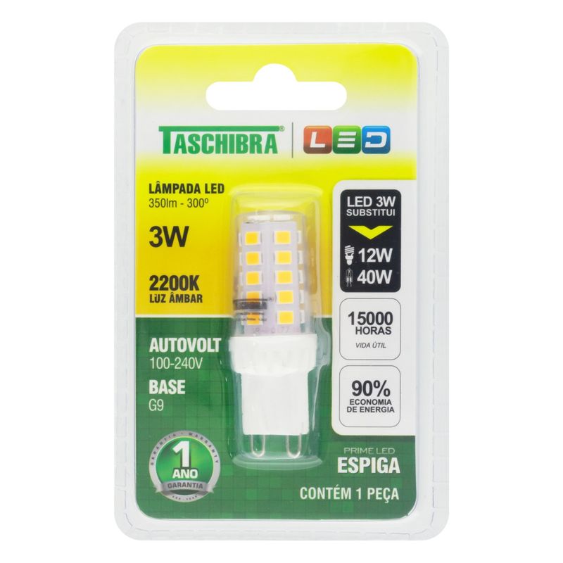 Lampada-de-Led-G9-Espiga-Ambar-Taschibra-3W-2200W-AutovoltEmbalagemFrontal1