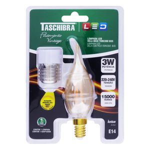 Lâmpada de Led B35 Filamento Vintage Vela Âmbar Taschibra 3W 2200K