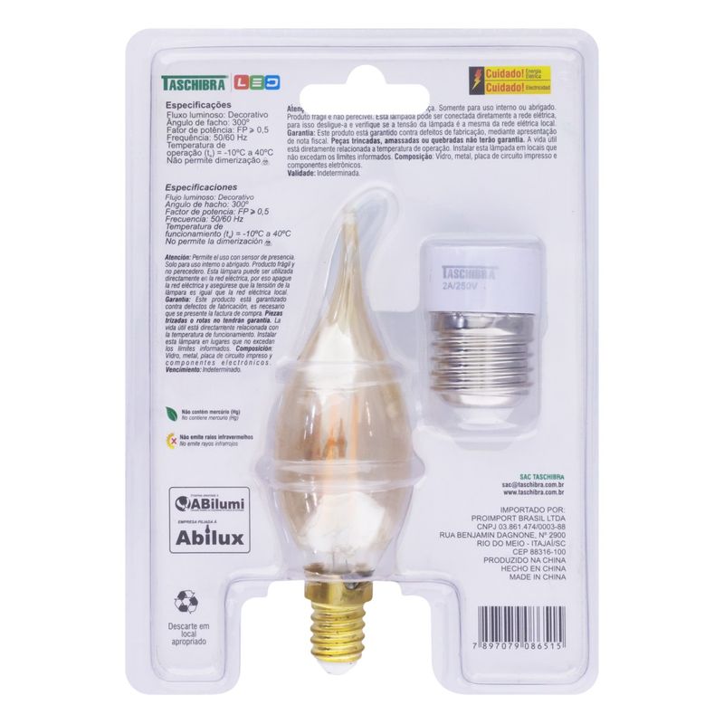 Lampada-de-Led-B35-Filamento-Vintage-Vela-Ambar-Taschibra-3W-2200K-220VPosterior3