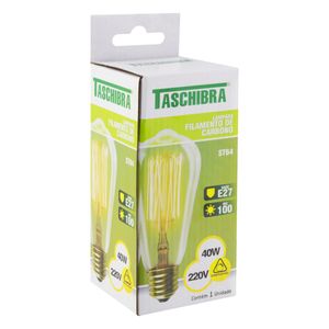 Lâmpada Filamento de Carbono ST64 Taschibra 40W