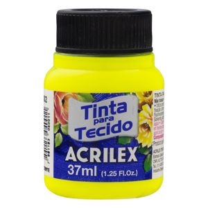 Tinta de Tecido Fluorescente Acrilex 37ml Amarelo Limão