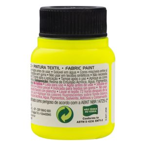 Tinta de Tecido Fluorescente Acrilex 37ml Amarelo Limão