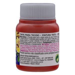 Tinta para Tecido Fosca Acrilex 37ml Vermelho Escarlate